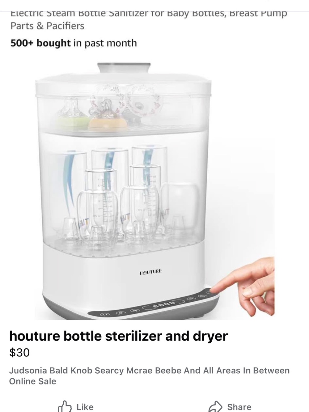 White Bottle Sterilizer & Dryer - Electric Baby Bottle Sterilizer